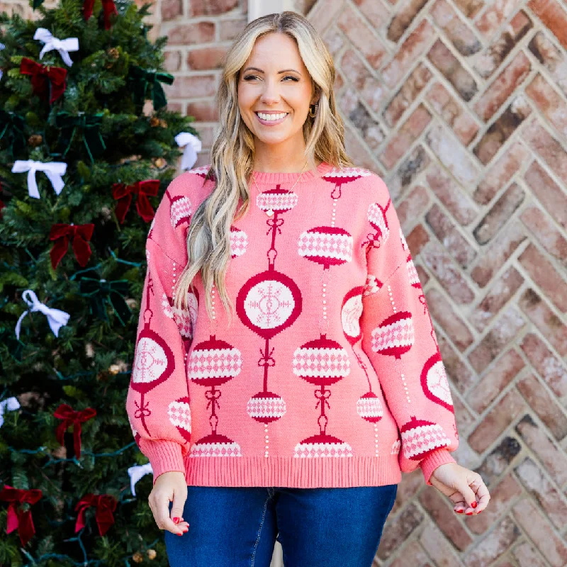 Floral Prints My Christmas Ornament Sweater, Pink