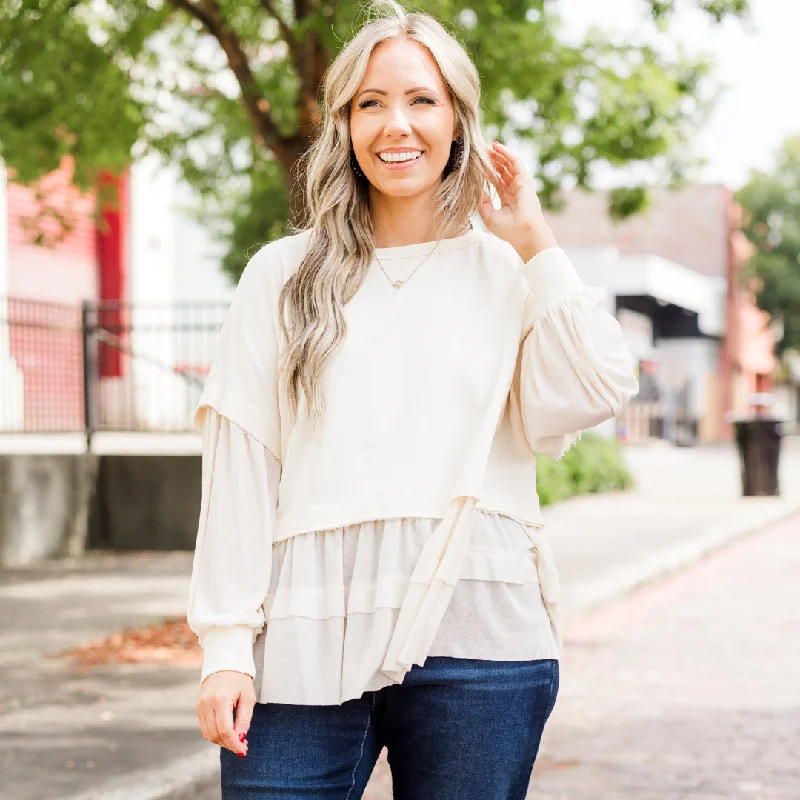 Weekend Comfort Wear My Kind of Fun Top, Oatmeal