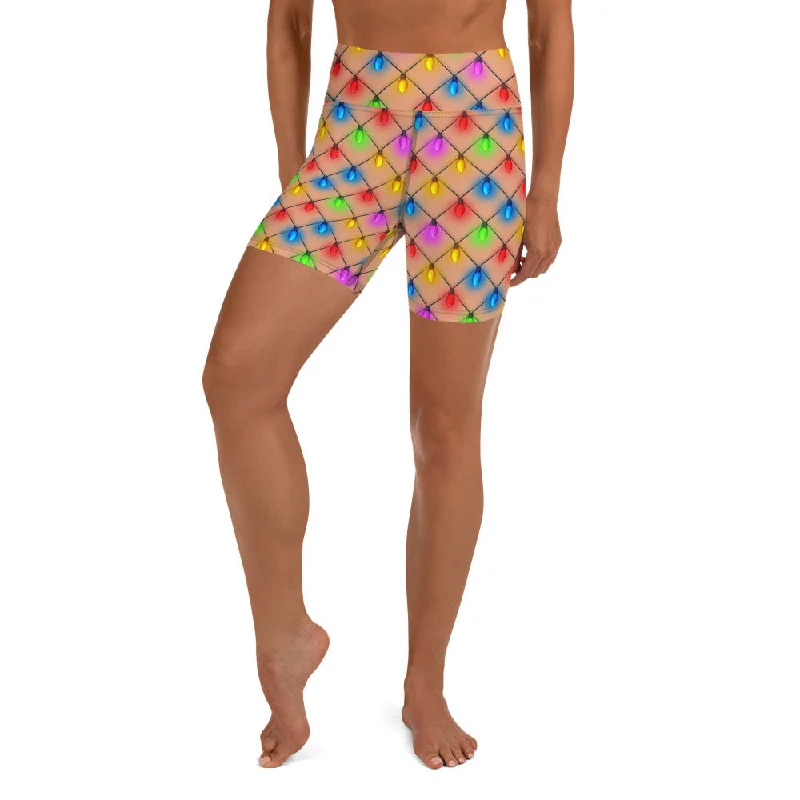 Innovative Design Naughty Christmas Lights Yoga Shorts