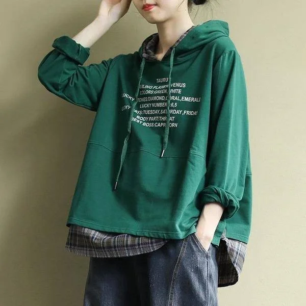 Relaxed Tops New 2020 Korean Style Letter Print Harajuku Hooded Pullovers