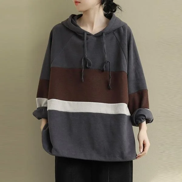 Comfortable Fashion New 2020 Korean Style Patchwork Harajuku Female Hooded Pullovers
