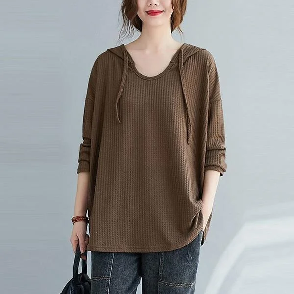 Casual Elegance New Arrival 2020 Autumn Simple Style Solid Color Female Hooded Pullovers Sweatshirts