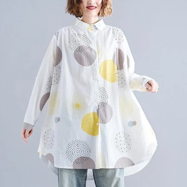Luxury Customization omychic cotton autumn vintage korean style plus size Casual loose shirt women blouse 2020 clothes ladies tops streetwear