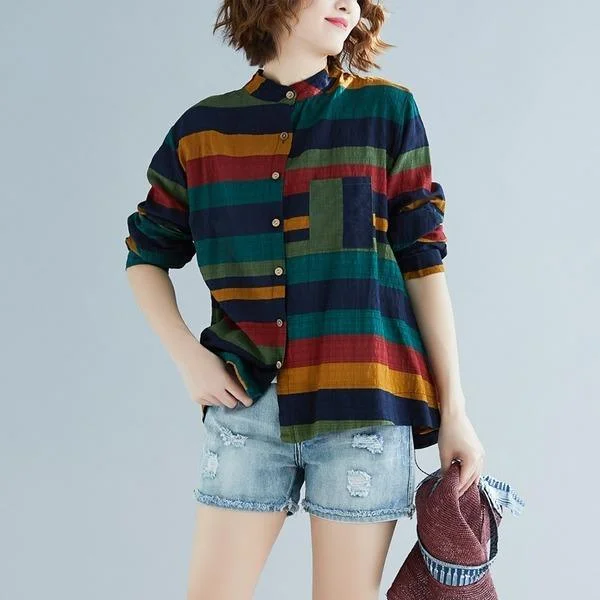 Lace Design omychic cotton autumn vintage korean style plus size Casual loose shirt women blouse 2020 clothes ladies tops streetwear
