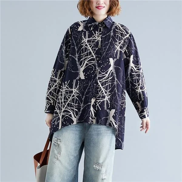 Exquisite Design omychic cotton autumn vintage korean style plus size Casual loose shirt women blouse 2020 clothes ladies tops streetwear