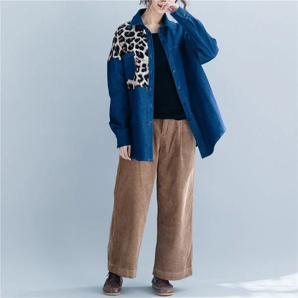 Minimal Classic omychic plus size denim vintage korean Casual loose spring autumn shirt women blouse 2020 clothes ladies tops streetwear