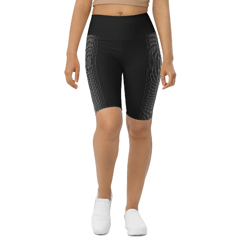 Trendy Comfort Optical Illusion Vertical Lines Biker Shorts