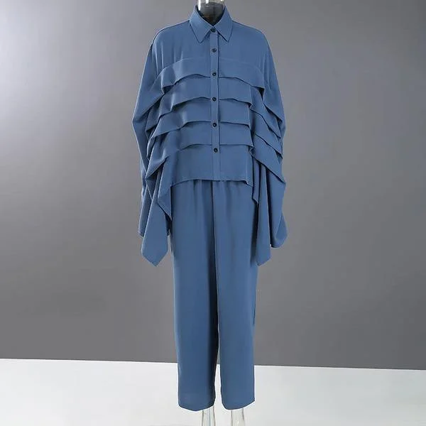 Design And Tailoring Patchwork Draped Solid Women Set 2020 Spring Casual Fashion Temperament Women Clothes