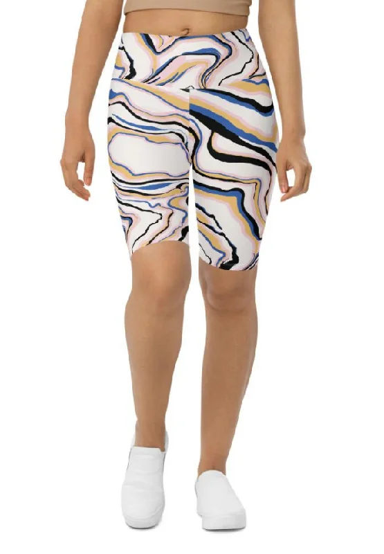 Slim Fit Peachy Marble Biker Shorts