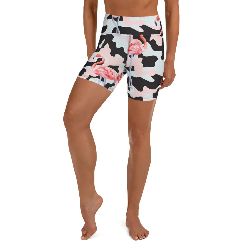 Smart Comfort Wear Pink Flamingo Camo Yoga Shorts