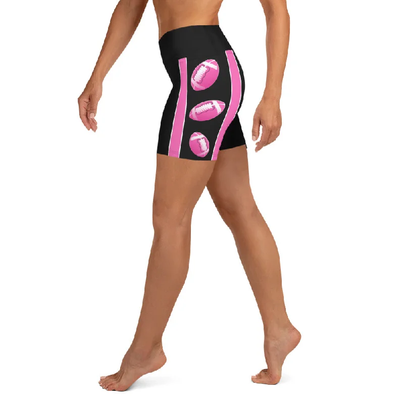 Stretch Design Pink Football Yoga Shorts