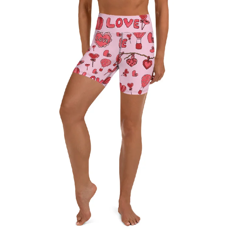 Cozy Knits Pink Love Yoga Shorts