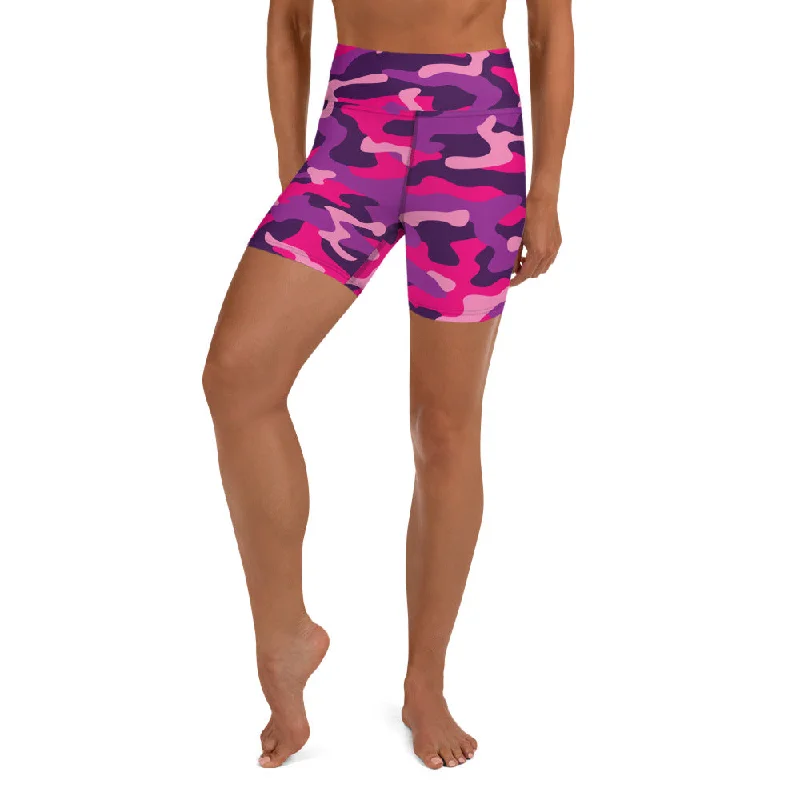 Timeless Comfort Pink & Purple Camo Yoga Shorts