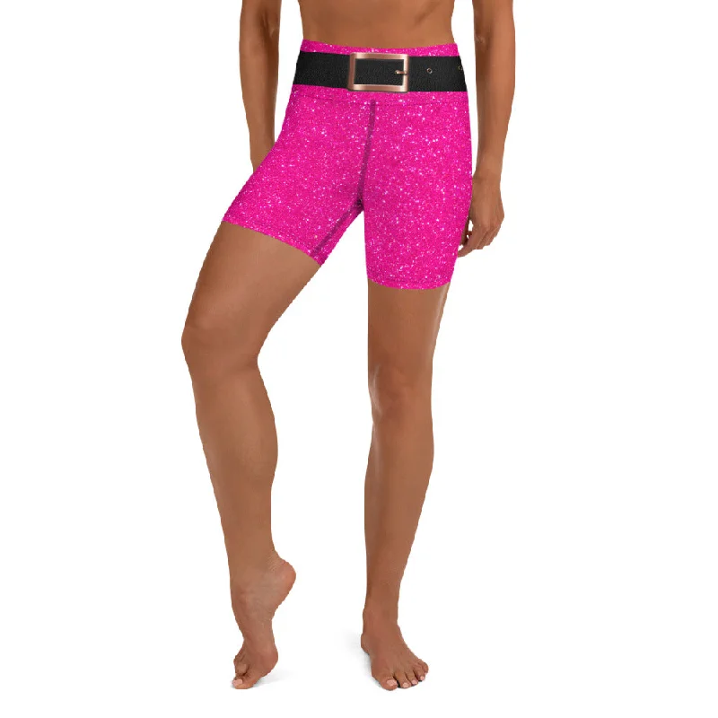 French Style Pink Santa's Outfit Yoga Shorts