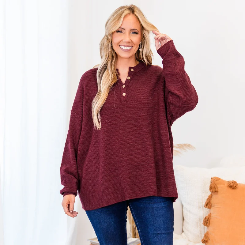 Practical Style Please Take Me With You Sweater, Burgundy