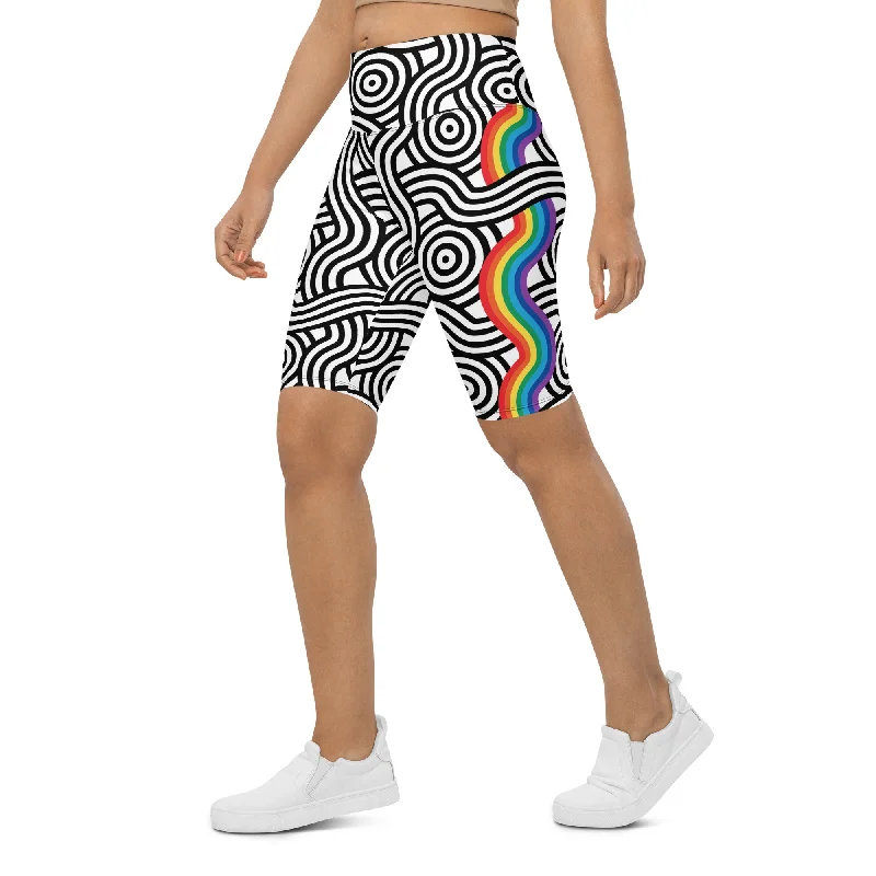 Urban Design Sense Rainbow Lines Biker Shorts