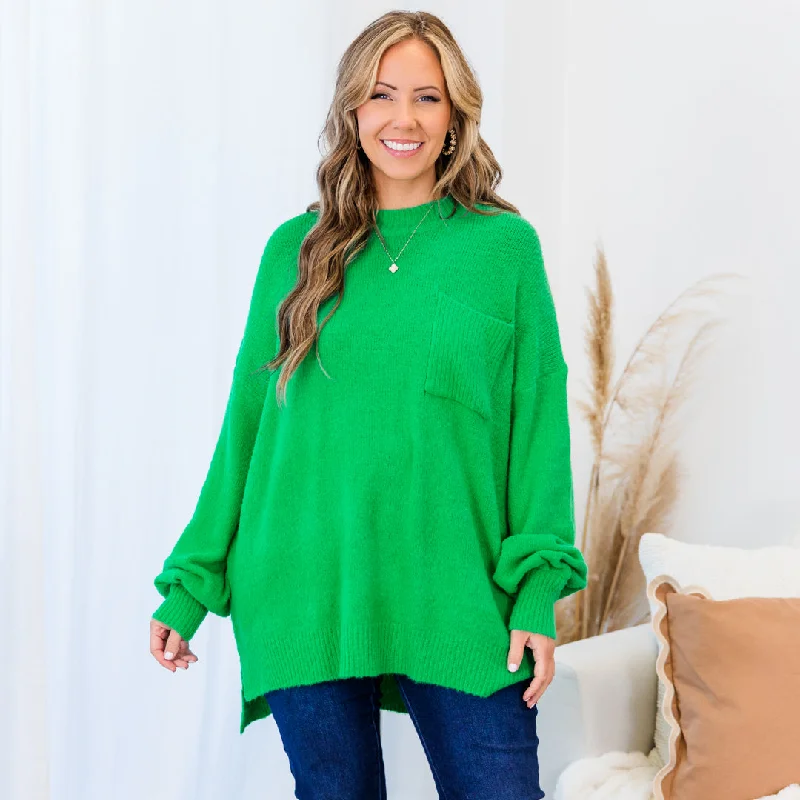Elegant Casuals Reliable Love Sweater, Kelly Green