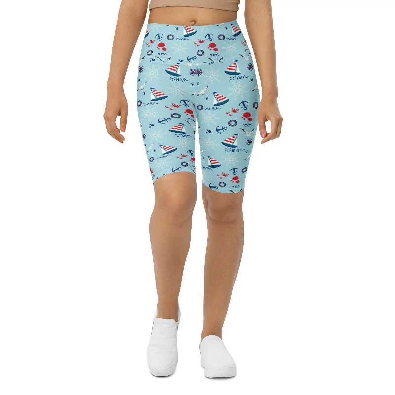 Breezy Comfort Sailing Boats Biker Shorts