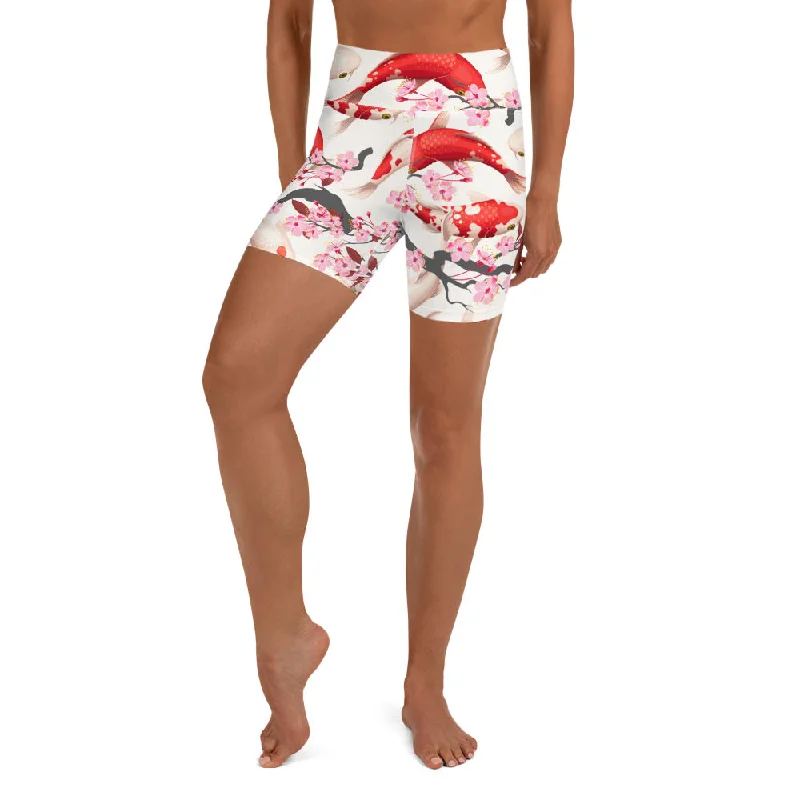 Elegant Wear Sakura Koi Yoga Shorts