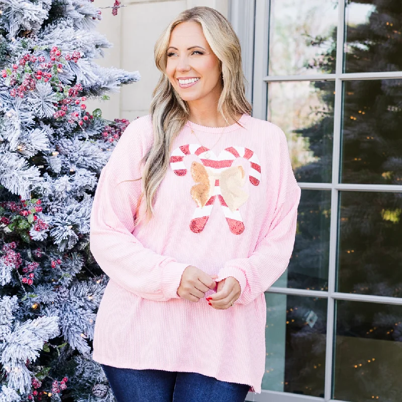 Casual Chic Looks Santa's Sweetheart Pullover, Pink