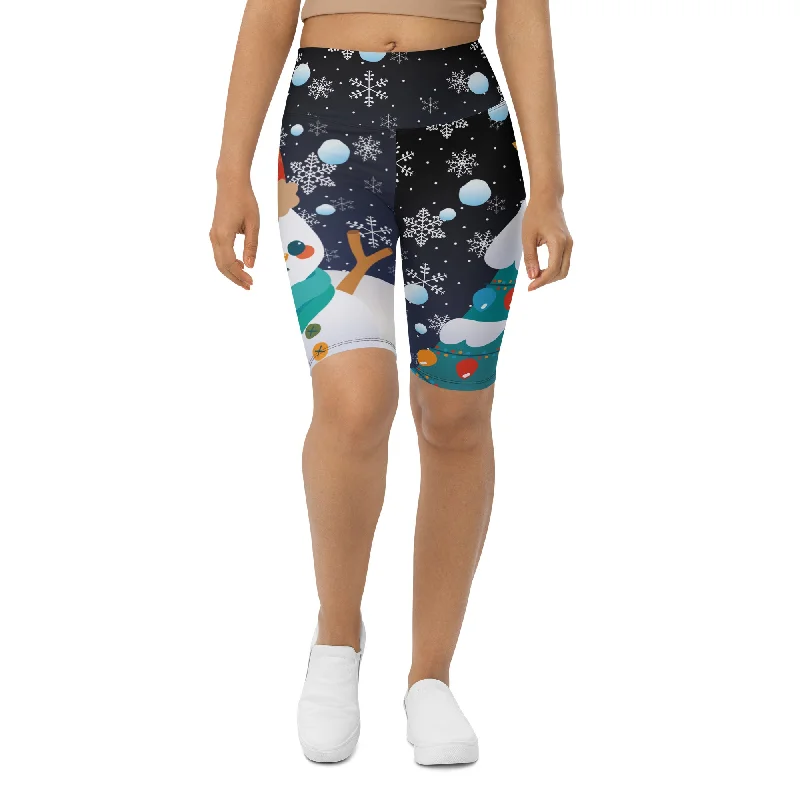 Weekend Wear Snowy Christmas Biker Shorts