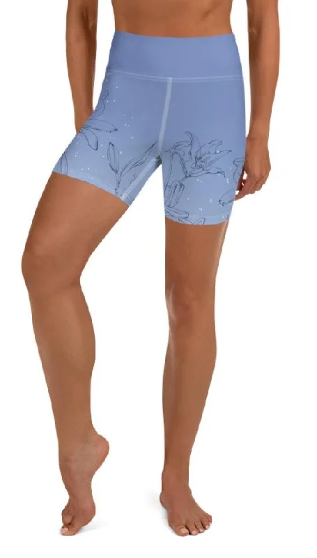 Cute Design Soft Lilies Yoga Shorts