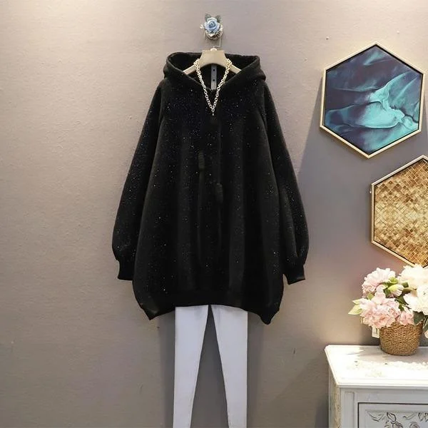 Elegant And Simple Solid Color Sequined Sweatshirt Casual Women Pullover Top
