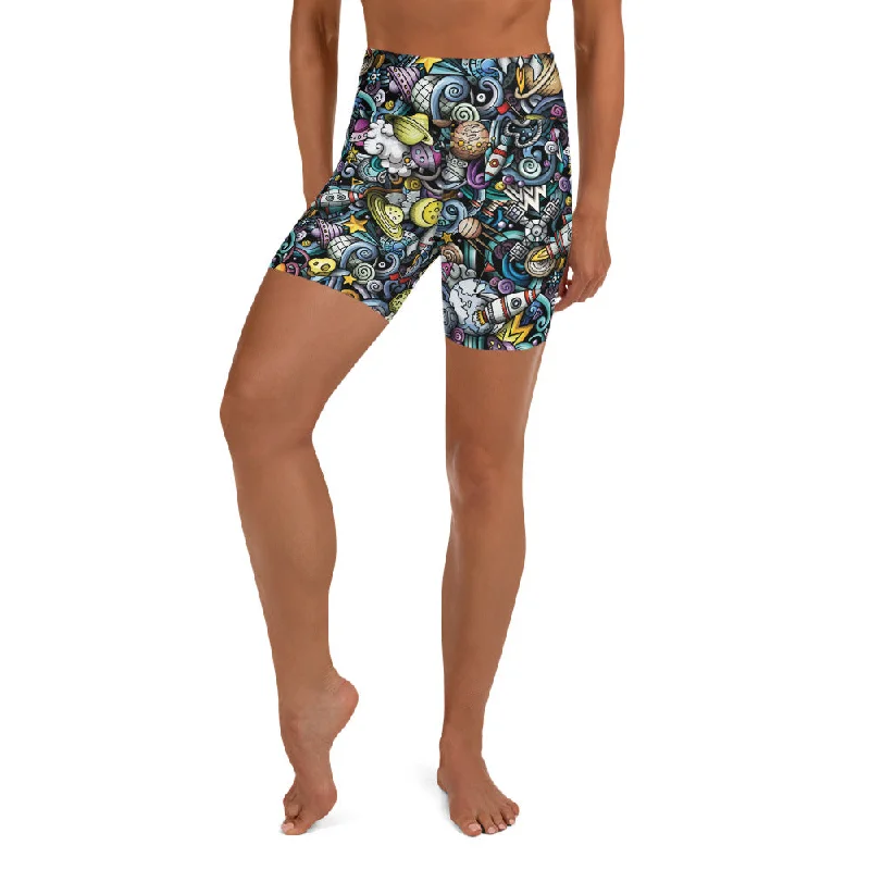 Cool Breeze At Night Space Travel Yoga Shorts