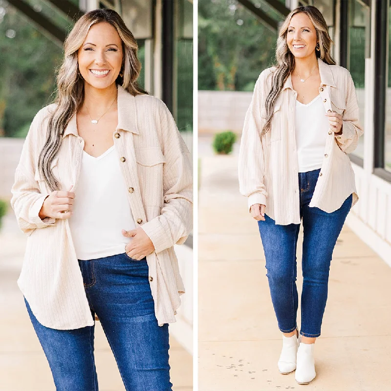 Fresh And Simple Stars In Heaven Shacket, Taupe