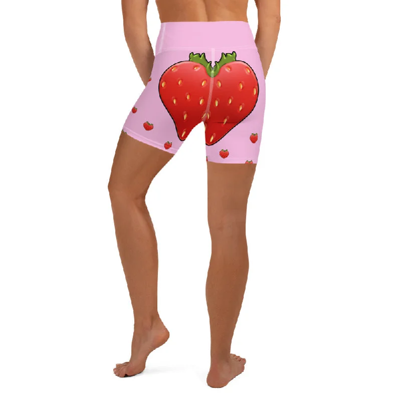 Cozy Layers Strawberry Heart Shaped Yoga Shorts
