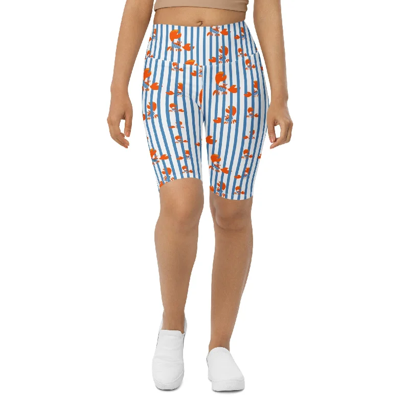 Designer Style Stripes & Crabs Biker Shorts