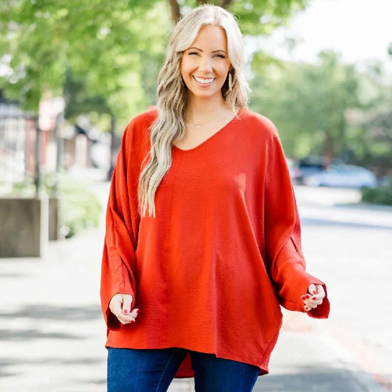 Timeless Outfits Take A Walk Top, Rust
