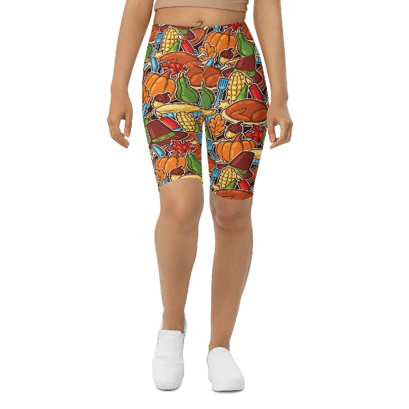 Cozy Look Thanksgiving Celebration Biker Shorts