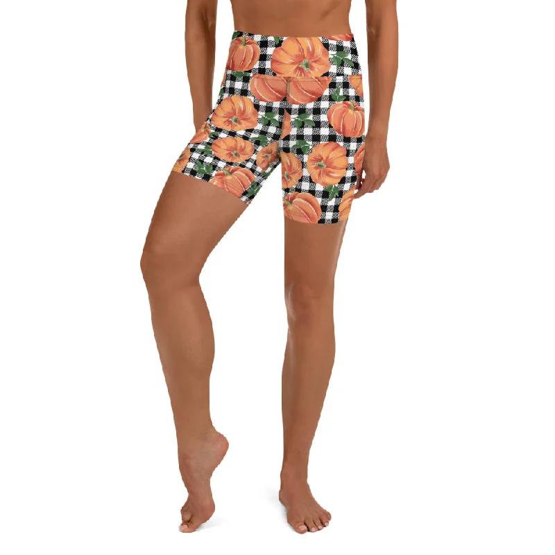 Carefree Thanksgiving Pumpkins Yoga Shorts