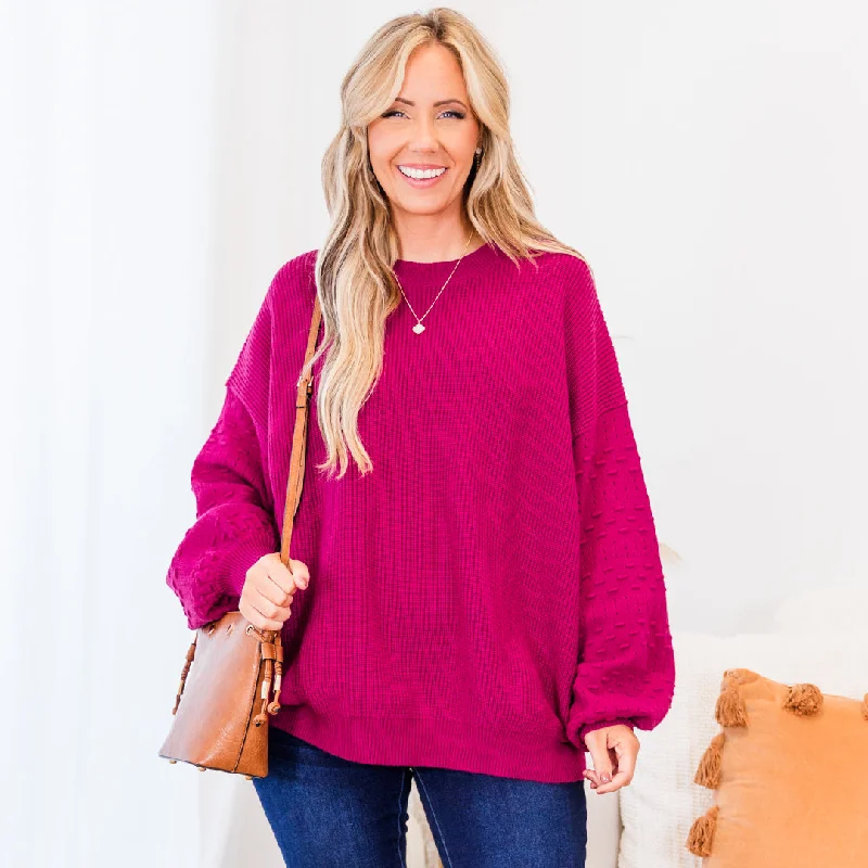 Versatile Items Time Is Flying Sweater, Magenta