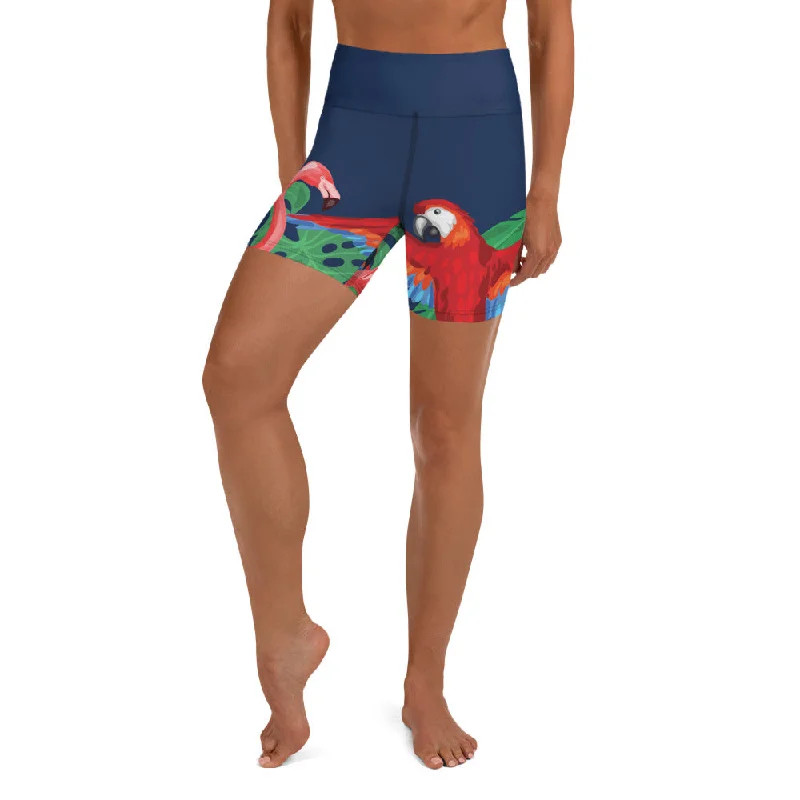 Chic Comfort Wear Tropical Birds Yoga Shorts