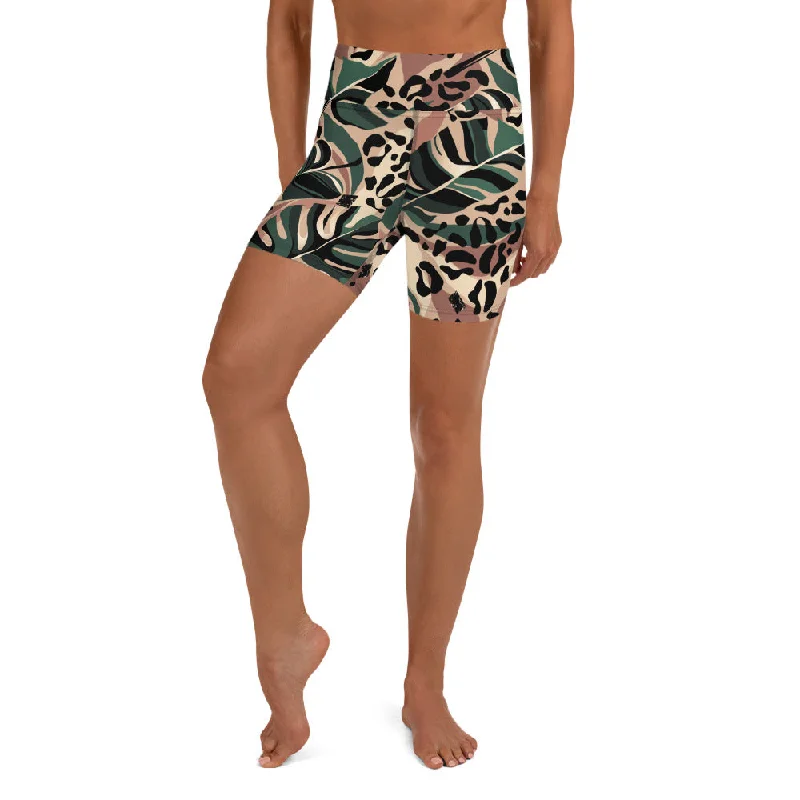 Fresh And Natural Tropical Leopard Yoga Shorts