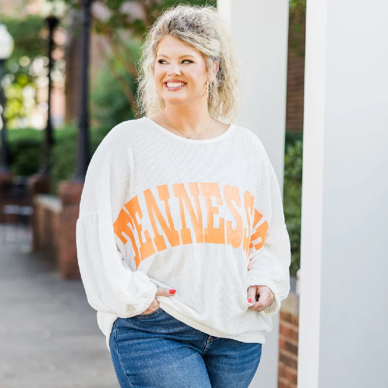 Casual And Comfortable Volunteer Puff Top, Off-White