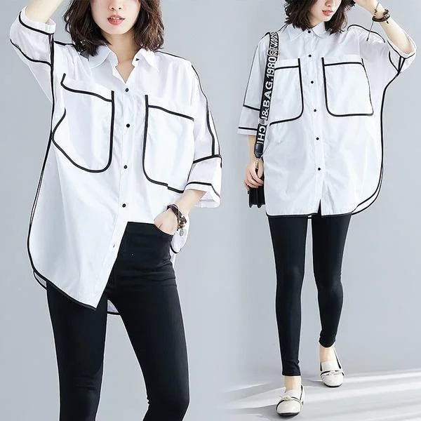 Soft Layers white cotton summer vintage korean style plus size Casual loose long shirt women blouse 2020 clothes ladies tops streetwear