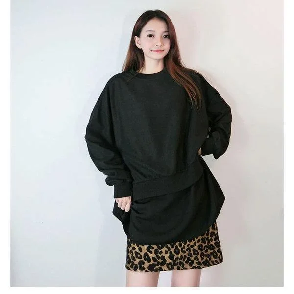 Soft And Comfortable Winter Fashion Irregular Solid Color Loose Pullover Bandage Street Trendy