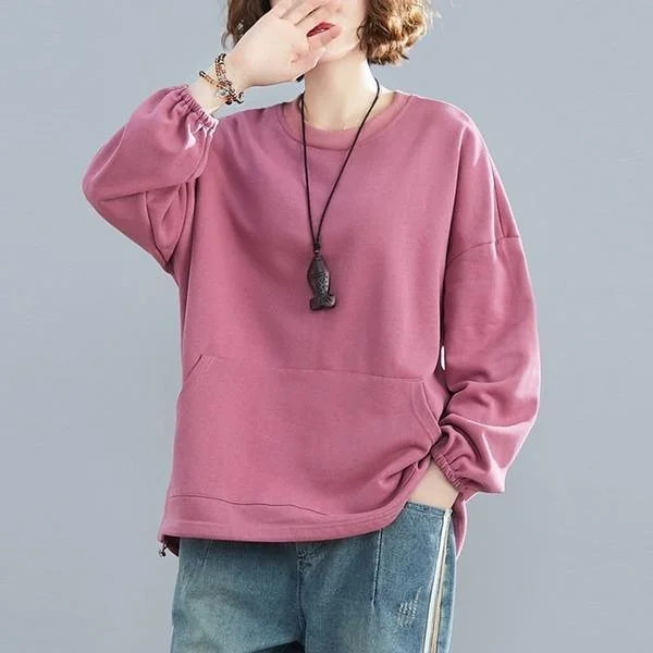 Relaxed Style Women Autumn Casual Sweatshirt O-neck Loose Female Pullovers Hoodies