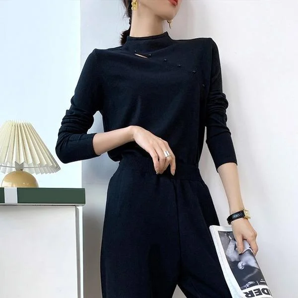 Comfortable And Simple Women Full Sleeve 2020 Pleated Patchwork Elegant Casual Style Loose Pullover Sweater